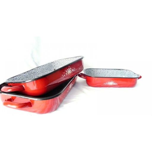 Füles tepsi (piros márványos) 26 cm