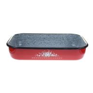Fül nélküli tepsi (piros márványos) 40cm