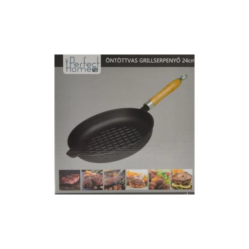 Grill Serpenyő 24cm kerek, öntöttvas